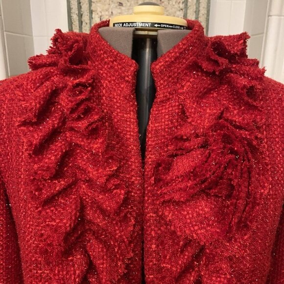 Cartise. Size 14. NWOT. $240. Textured Metallic Lined Open Front Jacket. DD - Picture 2 of 4